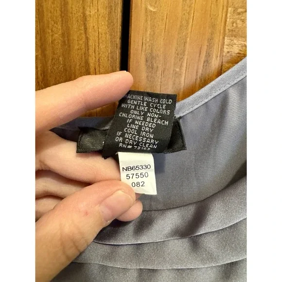 Spense Womens Y2K 90s Silky Large‎ Blue Sleeveless Pleated Scoop Neck Blouse Top - Picture 5 of 7